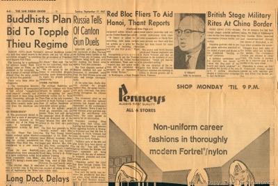 San Diego Union - Vietnam War Headlines pg A-2 — newspaper