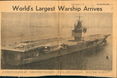 San Diego Union - Worlds Largest Warship Arrives — newspaper