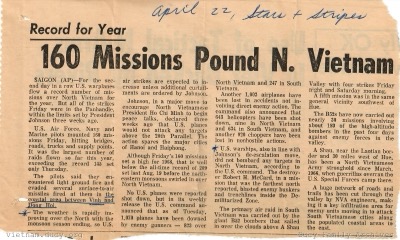 Stars and Stripes - 160 Missions Poiund N. Vietnam — newspaper