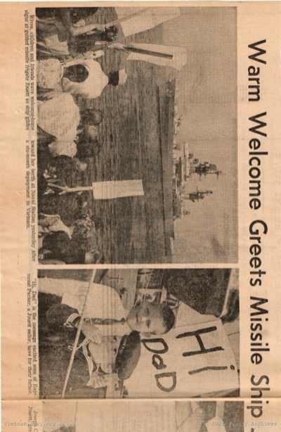 Warm Welcome Greets Missle Ship pt 1 — newspaper