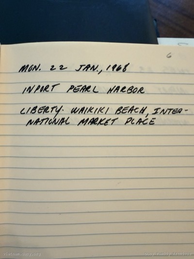 Logbook — Monday, January 22, 1968