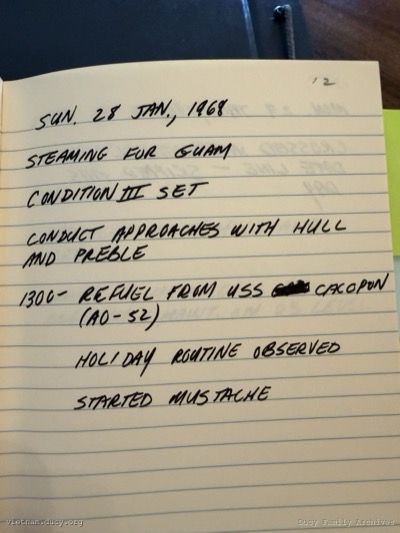 Logbook — Sunday, January 28, 1968