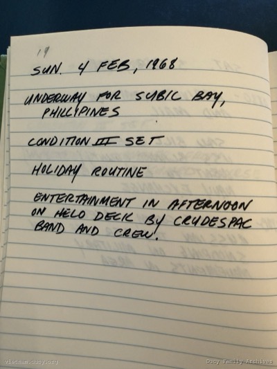 Logbook — Sunday, February 4, 1968