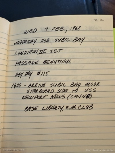 Logbook — Wednesday, February 7, 1968