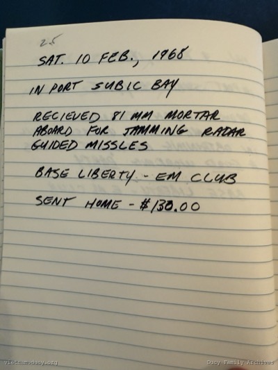 Logbook — Saturday, February 10, 1968