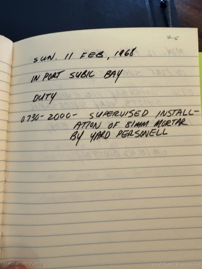Logbook — Sunday, February 11, 1968