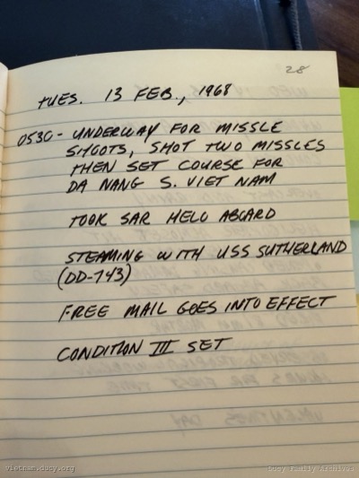 Logbook — Tuesday, February 13, 1968