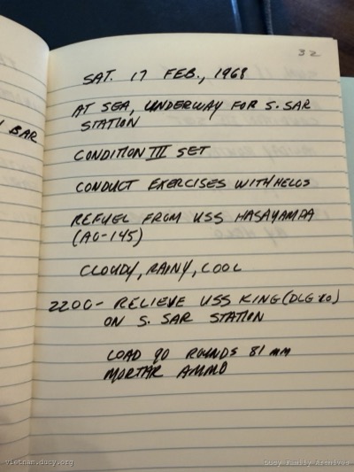 Logbook — Saturday, February 17, 1968