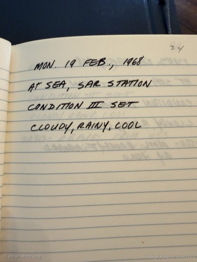 Logbook — Monday, February 19, 1968