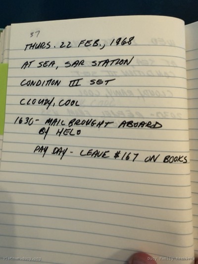 Logbook — Thursday, February 22, 1968