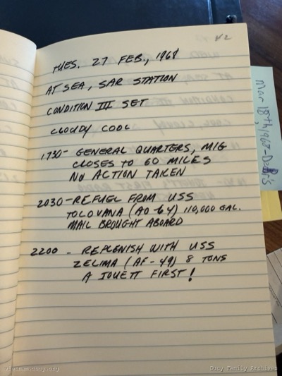 Logbook — Tuesday, February 27, 1968
