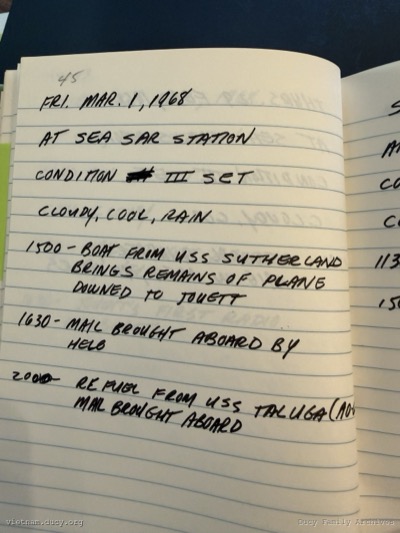 Logbook — Friday, March 1, 1968