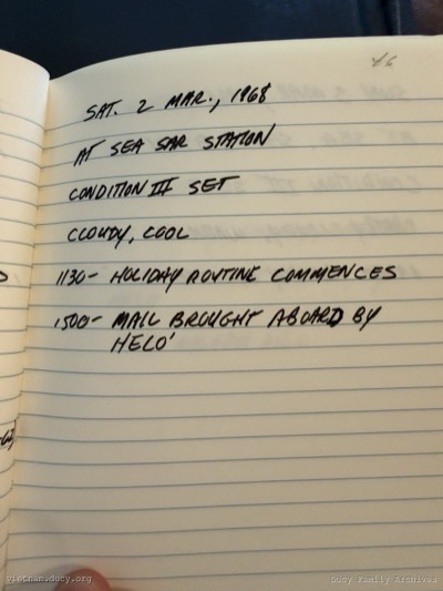 Logbook — Saturday, March 2, 1968