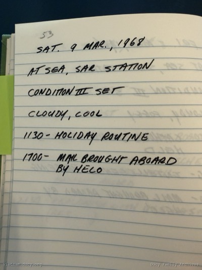 Logbook — Saturday, March 9, 1968
