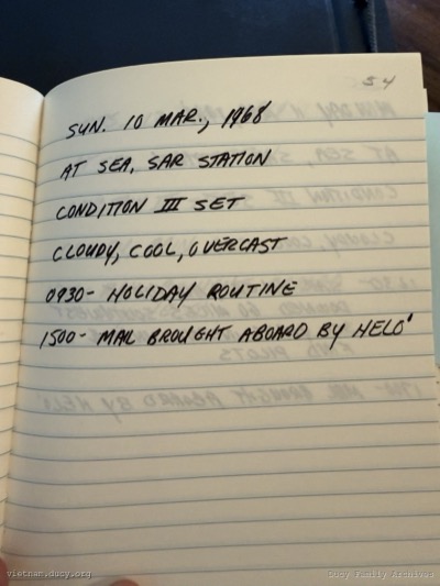 Logbook — Sunday, March 10, 1968