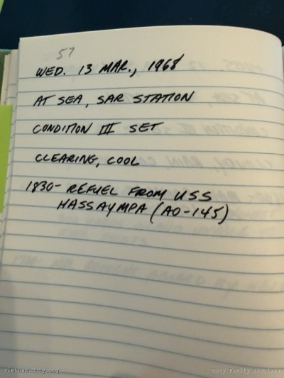 Logbook — Wednesday, March 13, 1968