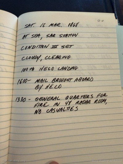 Logbook — Saturday, March 16, 1968
