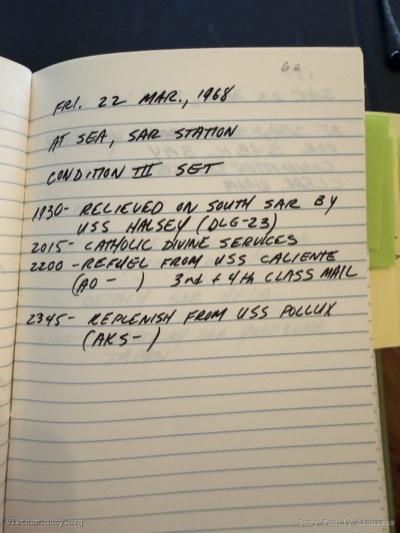 Logbook — Friday, March 22, 1968