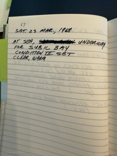 Logbook — Saturday, March 23, 1968