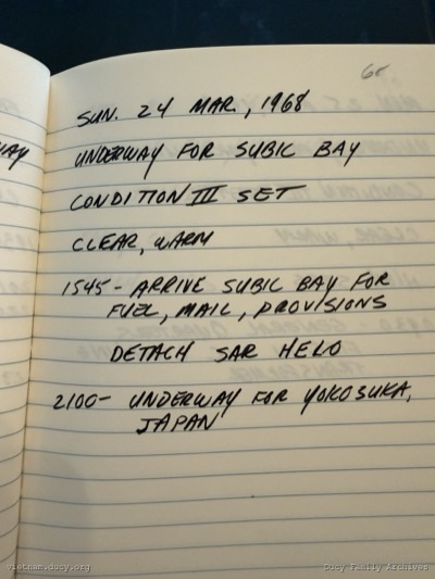 Logbook — Sunday, March 24, 1968
