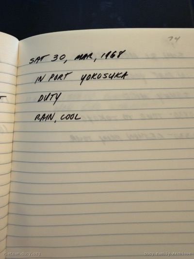 Logbook — Saturday, March 30, 1968