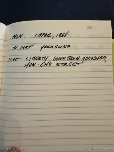 Logbook — Monday, April 1, 1968