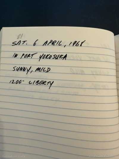 Logbook — Saturday, April 6, 1968