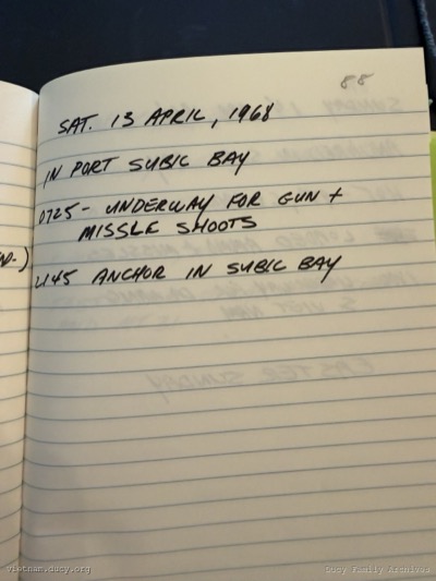 Logbook — Saturday, April 13, 1968