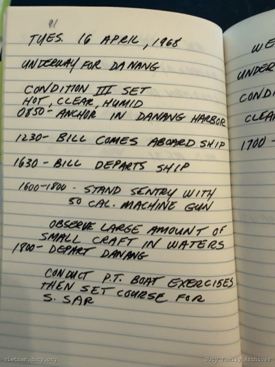 Logbook — Tuesday, April 16, 1968