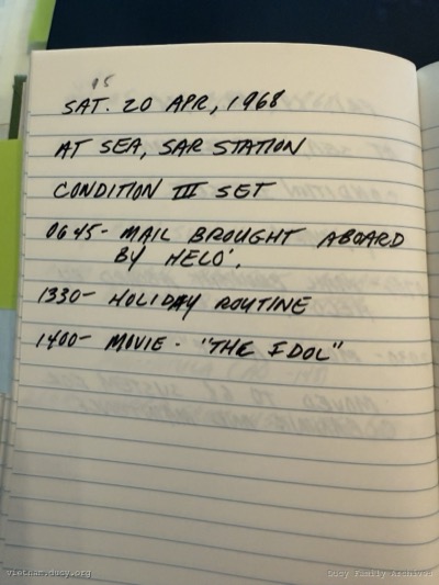 Logbook — Saturday, April 20, 1968