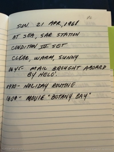 Logbook — Sunday, April 21, 1968