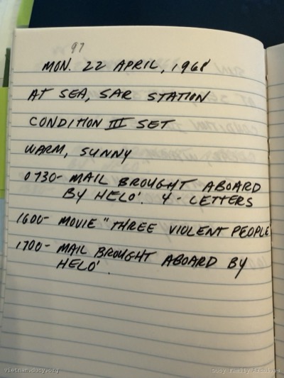 Logbook — Monday, April 22, 1968
