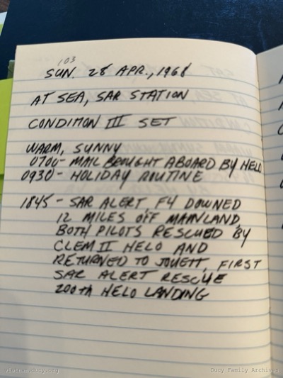 Logbook — Sunday, April 28, 1968