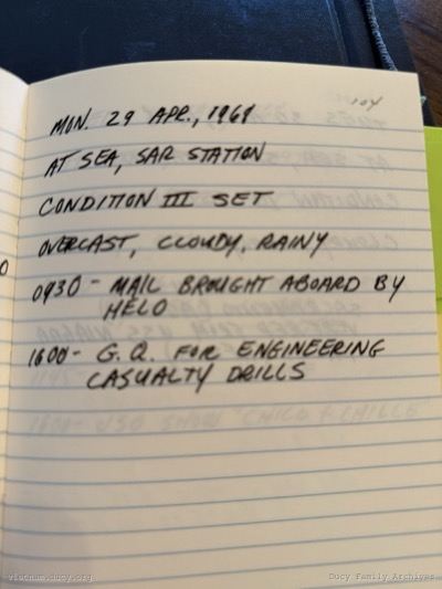 Logbook — Monday, April 29, 1968