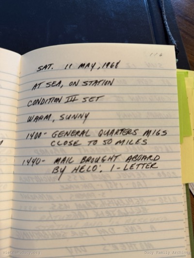 Logbook — Saturday, May 11, 1968