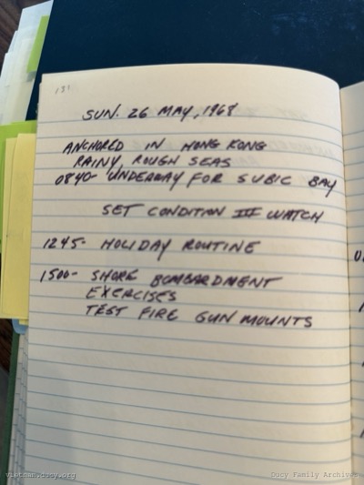 Logbook — Sunday, May 26, 1968