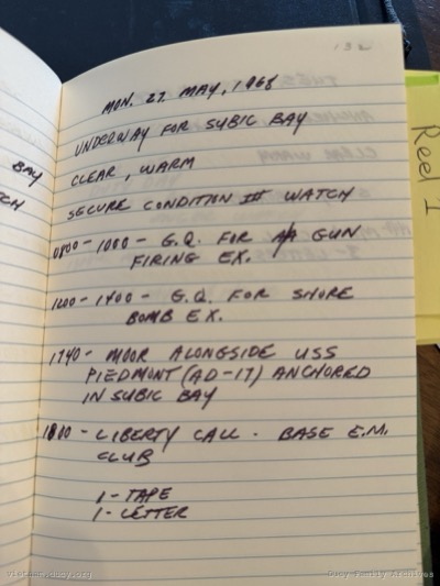 Logbook — Monday, May 27, 1968