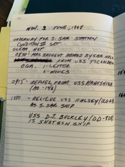 Logbook — Monday, June 3, 1968