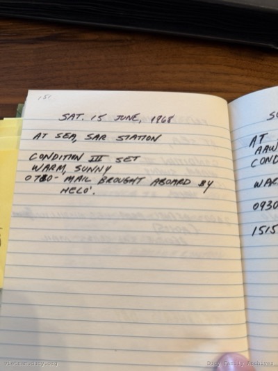 Logbook — Saturday, June 15, 1968