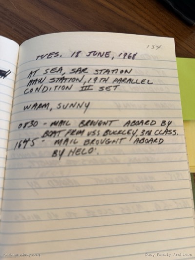 Logbook — Tuesday, June 18, 1968