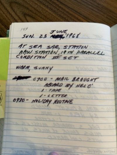 Logbook — Sunday, June 23, 1968