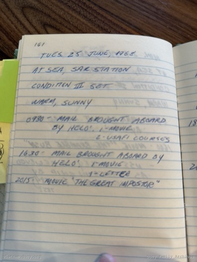 Logbook — Tuesday, June 25, 1968