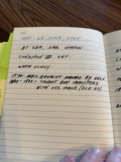 Logbook — Saturday, June 29, 1968