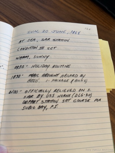 Logbook — Sunday, June 30, 1968
