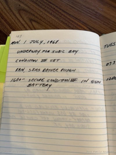 Logbook — Monday, July 1, 1968