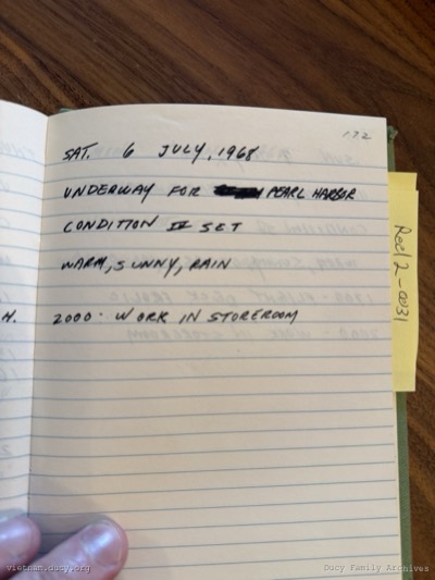 Logbook — Saturday, July 6, 1968