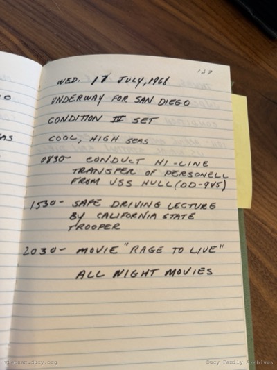 Logbook — Wednesday, July 17, 1968