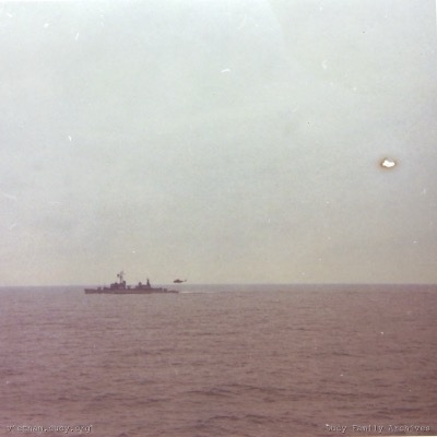 Clem II Hovering Above USS Sutherland, Gulf of Tonkin