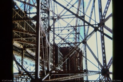 Looking up at tower steelwork