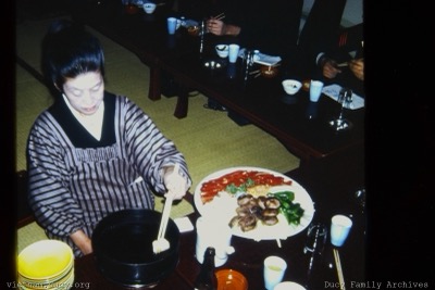 Lady preparing sukiyaki
